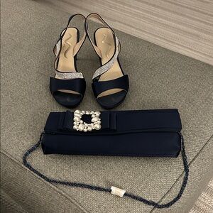Elegant Navy Nina Heels and Clutch Set